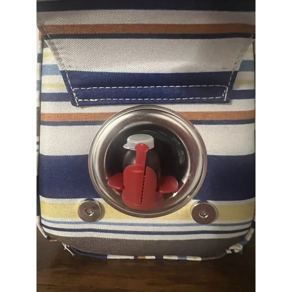Primeware Insulated Wine Purse Tote Striped‎ Navy Yellow Bottle Carrier Bag NWT